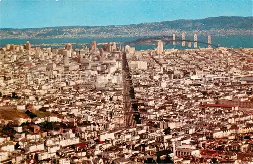 AK / Ansichtskarte San_Francisco_California Air view with Oakland Bay Bridge 