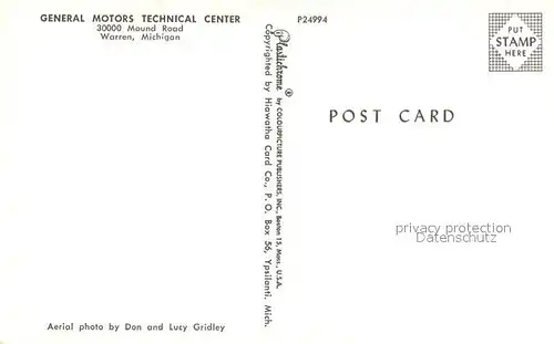 AK / Ansichtskarte Warren_Michigan General Motors Technical Center Air view 