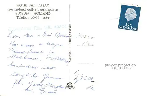 AK / Ansichtskarte Bussum Hotel Jan Tabak Entree Bussum