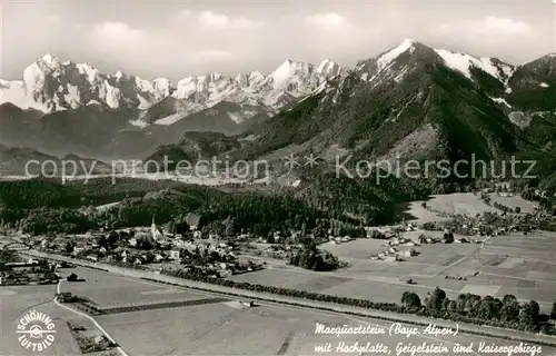 AK / Ansichtskarte Marquartstein Fliegeraufnahme mit Hochplatte Geigelstein und Kaisergebirge Marquartstein