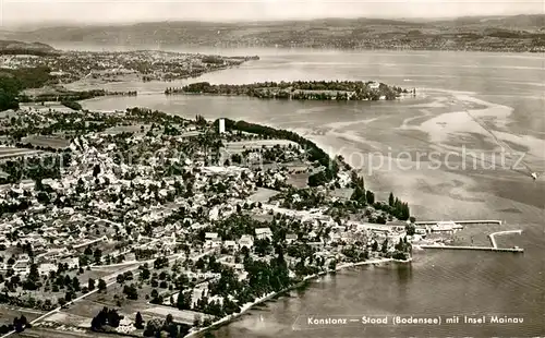 AK / Ansichtskarte Konstanz_Bodensee Fliegeraufnahme mit Insel Mainau Konstanz_Bodensee