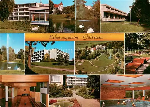 AK / Ansichtskarte Herrenberg_Wuerttemberg Erholungsheim Gueltstein Teilansichten Schwanenteich Minigolf Kegelbahn Park Hallenbad Herrenberg Wuerttemberg