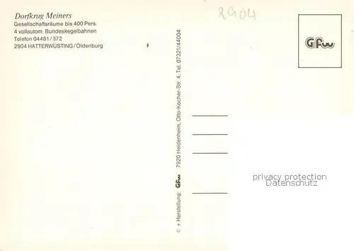 AK / Ansichtskarte Hatterwuesting Dorfkrug Meiners Gastraeume Kegelbahnen Hatterwuesting