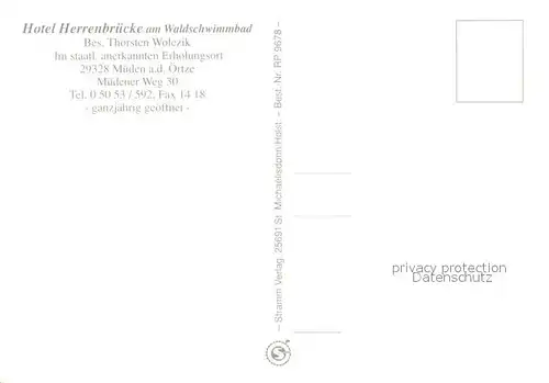 AK / Ansichtskarte Mueden_oertze Hotel Herrenmuehle Zimmer Bar Kegelbahnen Mueden oertze