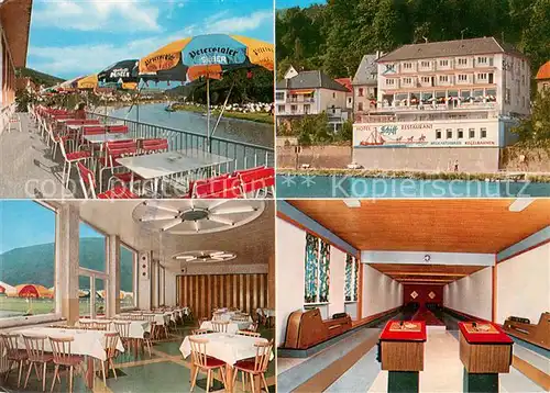 AK / Ansichtskarte Neckarsteinach Hotel Restaurant Schiff Uferterrasse Gaststube Kegelbahnen Neckarsteinach