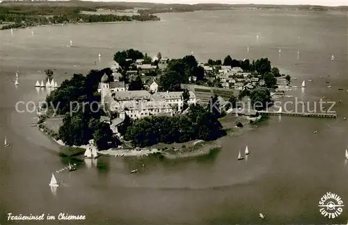 AK / Ansichtskarte Fraueninsel_Chiemsee Kloster Frauenwoerth Fliegeraufnahme Fraueninsel Chiemsee