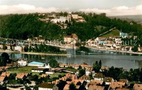 AK / Ansichtskarte Passau Panorama Dreifluessestadt Zusammenfluss von Donau Inn und Ilz Passau