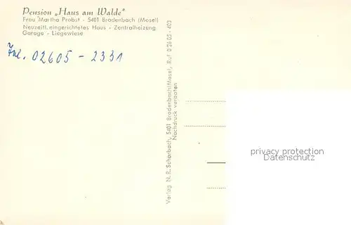 AK / Ansichtskarte Brodenbach Pension Haus am Walde Brodenbach