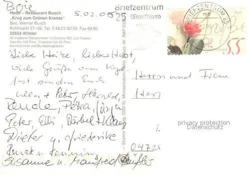 AK / Ansichtskarte Wilster Hotel Busch Kegelbahnen Bar Gaststube Wilster