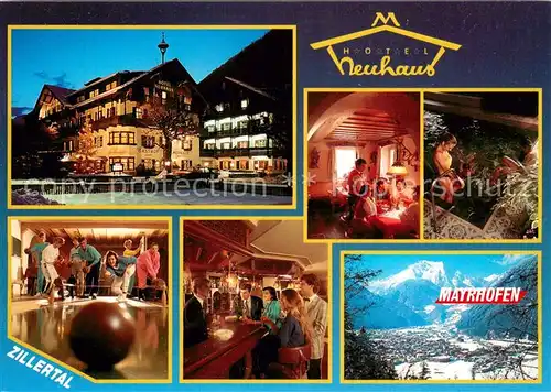 AK / Ansichtskarte Mayrhofen_Zillertal Hotel Neuhaus Gaststube Hallenbad Kegelbahn Bar Panorama Mayrhofen_Zillertal