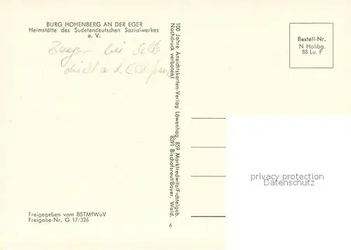 AK / Ansichtskarte Hohenberg_Eger Burg Hohenberg Fliegeraufnahme Hohenberg Eger