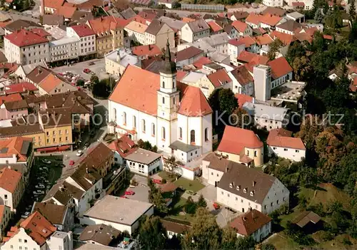 AK / Ansichtskarte Viechtach_Bayerischer_Wald Pfarrkirche Luftkurort Fliegeraufnahme Viechtach_Bayerischer