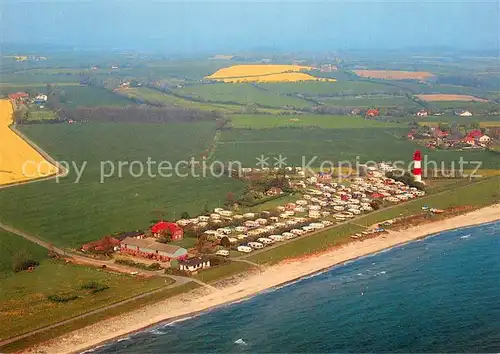 AK / Ansichtskarte Pommerby Campingplatz Seehof Falshoeft Leuchtturm Fliegeraufnahme Pommerby