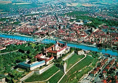 AK / Ansichtskarte Wuerzburg Blick auf Festung Marienberg Alte Mainbruecke Stadtzentrum Fliegeraufnahme Wuerzburg