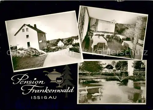 AK / Ansichtskarte Issigau Pension Frankenwald Schwanenteich Issigau
