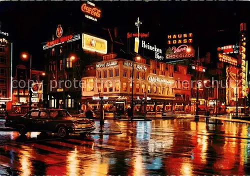 AK / Ansichtskarte Amsterdam_Niederlande Leidseplein Nachtaufnahme Amsterdam_Niederlande