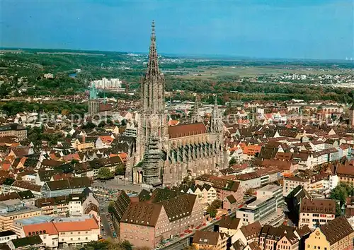AK / Ansichtskarte Ulm_Donau Fliegeraufnahme mit Ulmer Muenster Ulm_Donau