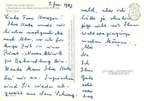 AK / Ansichtskarte Ulm_Donau Fliegeraufnahme mit Ulmer Muenster Ulm_Donau