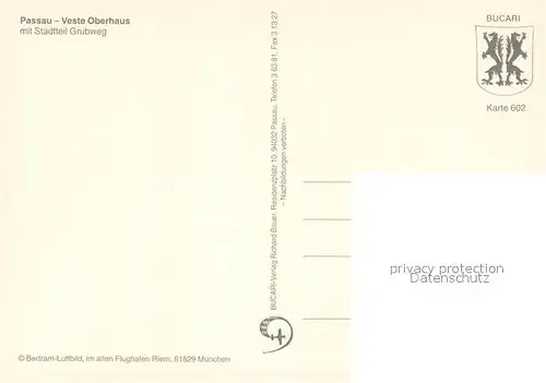 AK / Ansichtskarte Passau Veste Oberhaus mit Stadtteil Grubweg Fliegeraufnahme Passau