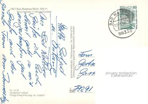 AK / Ansichtskarte Bad_Waldsee Fliegeraufnahme Kirche Bad_Waldsee