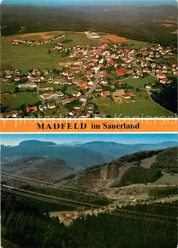 AK / Ansichtskarte Madfeld Fliegeraufnahme Landschaftspanorama Sauerland Madfeld