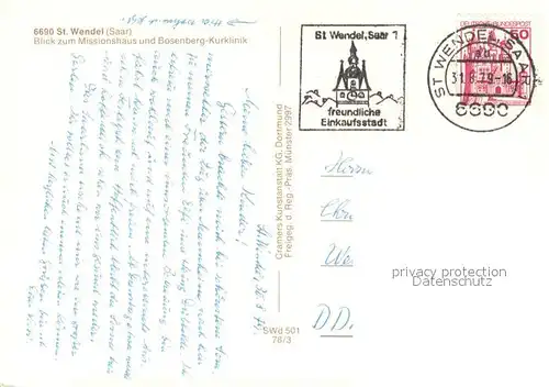 AK / Ansichtskarte St_Wendel Blick zum Missionshaus und Bosenberg Kurklinik Fliegeraufnahme St_Wendel