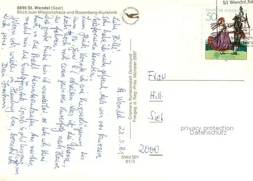 AK / Ansichtskarte St_Wendel Blick zum Missionshaus und Bosenberg Klinik Fliegeraufnahme St_Wendel