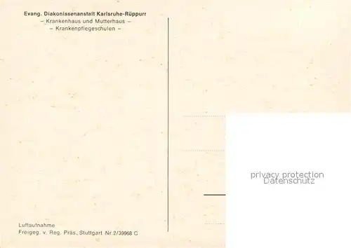 AK / Ansichtskarte Rueppurr Evang. Diakonissenanstalt Krankenhaus Mutterhaus Krankenpflegeschulen Fliegeraufnahme Rueppurr
