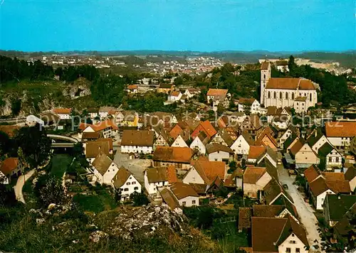 AK / Ansichtskarte Veringenstadt Panorama Blick auf Kirche Burg und Hoehle Veringenstadt