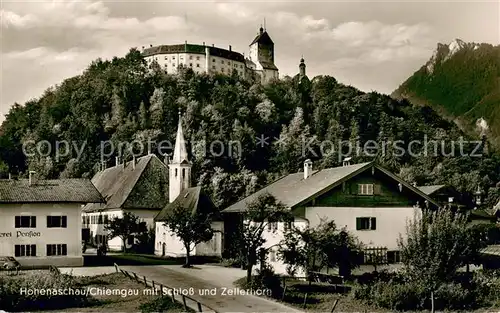 AK / Ansichtskarte Hohenaschau_Chiemgau mit Schloss und Zellerhorn Hohenaschau Chiemgau