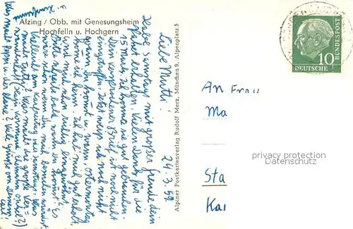 AK / Ansichtskarte Alzing_Traunstein mit Genesungsheim Hochfelln und Hochgern Alzing_Traunstein