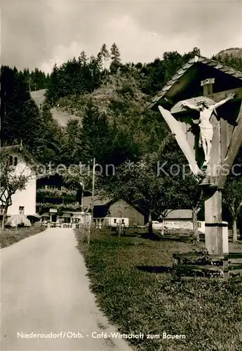 AK / Ansichtskarte Niederaudorf Cafe Wirtschaft zum Bauern Wegekreuz Niederaudorf