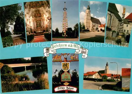 AK / Ansichtskarte Feichten_Alz Teilansichten Kirche Inneres Maibaum Ortspartien Feichten Alz