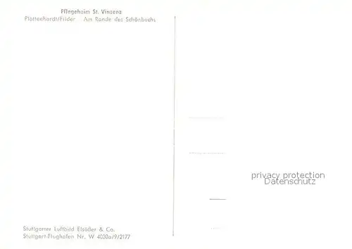 AK / Ansichtskarte Plattenhardt Caritas Pflegeheim St. Vinzenz am Rande des Schonbuchs Fliegeraufnahme Plattenhardt