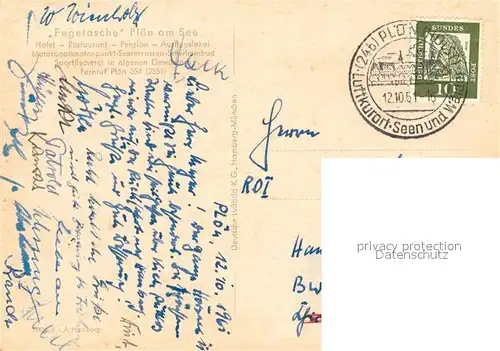 AK / Ansichtskarte Ploen_See Hotel Restaurant Fegetasche Seenlandschaft Holsteinische Schweiz Ploen_See