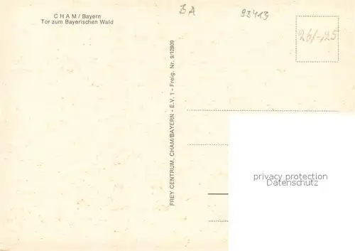 AK / Ansichtskarte Cham_Oberpfalz Tor zum Bayerischen Wald am Fluss Regen Fliegeraufnahme Cham Oberpfalz