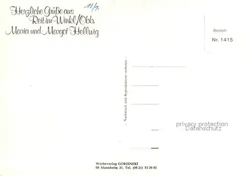 AK / Ansichtskarte Reit_Winkl Gasthof Zum Kuhstall mit Maria und Margot Hellwig Reit_Winkl