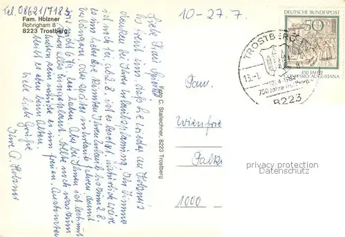 AK / Ansichtskarte Trostberg Pension Fam Holzner Trostberg