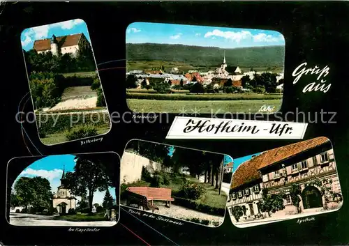 AK / Ansichtskarte Hofheim_Unterfranken Bettenburg Panorama Am Kapellentor Stadtmauerpartie Apotheke Hofheim Unterfranken