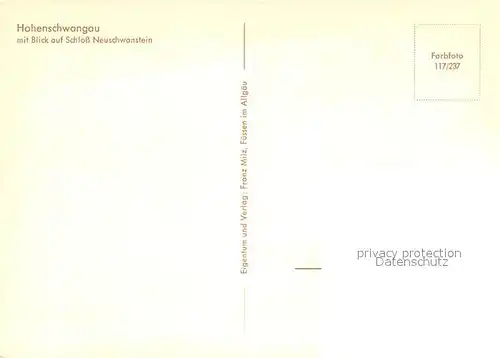 AK / Ansichtskarte Hohenschwangau Hotel Mueller mit Schloss Neuschwanstein Hohenschwangau