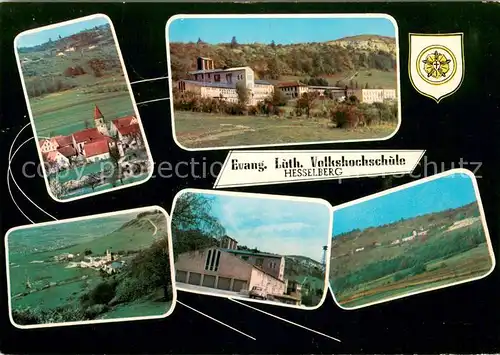 AK / Ansichtskarte Hesselberg_Gunzenhausen Ev Luth Volkshochschule Kirche Panorama Hesselberg Gunzenhausen