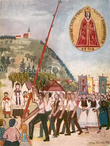 AK / Ansichtskarte Bogenberg_Niederbayern Kerzenwallfahrt der Holzkirchner Gemaelde Bogenberg Niederbayern