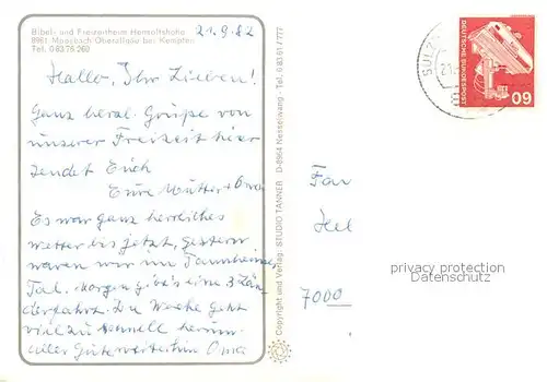 AK / Ansichtskarte Moosbach_Sulzberg Bibel und Freizeitheim Hensoltshoehe Gastraeume 