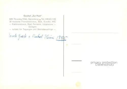 AK / Ansichtskarte Toerwang Gasthof Zur Post Toerwang