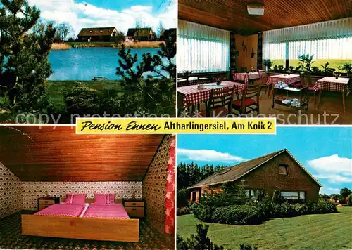 AK / Ansichtskarte Altharlingersiel Pension Ennen Gastraum Zimmer Badesee Altharlingersiel