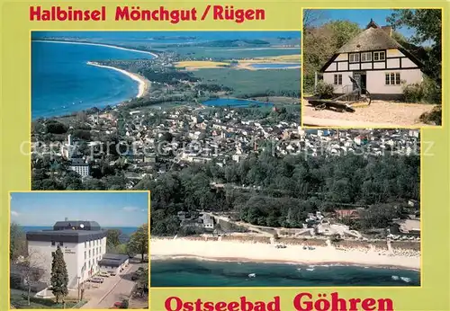 AK / Ansichtskarte Goehren_Ruegen Panorama mit Halbinsel Moenchgut Hotel Nordperd Moenchgut Museum Goehren Ruegen