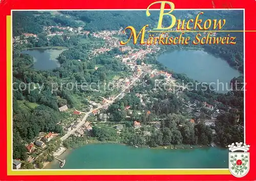 AK / Ansichtskarte Buckow_Maerkische_Schweiz_Bad Fliegeraufnahme mit Schermuetzelsee Griepensee und Buckowsee Buckow_Maerkische