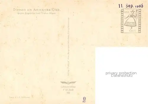 AK / Ansichtskarte Diessen_Ammersee Fliegeraufnahme mit Zugspitze und Tiroler Alpen Diessen Ammersee