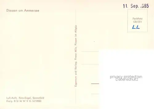 AK / Ansichtskarte Diessen_Ammersee Fliegeraufnahme Diessen Ammersee