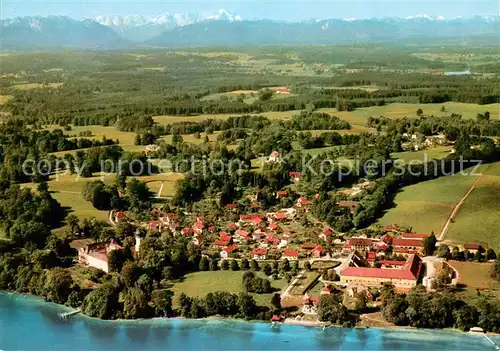 AK / Ansichtskarte Bernried_Starnberger_See Fliegeraufnahme mit Zugspitze Bernried_Starnberger_See